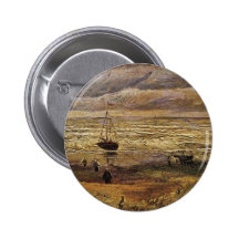 Van Gogh; View of Sea at Scheveningen, Vintage Art Button