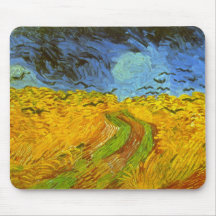 Van Gogh Wheat Field with Crows Vintage Farm Birds Mouse Pad