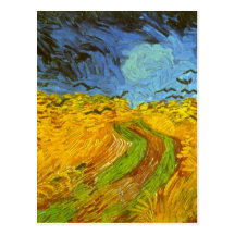 Van Gogh Wheat Field with Crows Vintage Farm Birds Post Cards