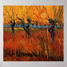 Van Gogh Willows at Sunset, Vintage Impressionism Print