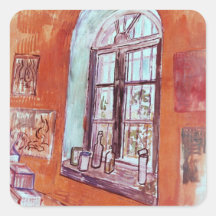 Van Gogh; Window of Vincent's Studio at the Asylum Square Sticker