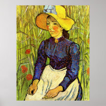 Van Gogh, Young Peasant Woman with Straw Hat Print