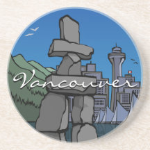 Vancouver Souvenir Coaster Inukshuk Cityscape Gif