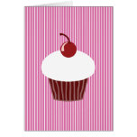 Vanilla Cupcake and Pink Stripes Greeting Card
