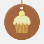 Vanilla Cupcake on Brown. ornaments
