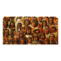 Various Tribes of Native American Indians Collage Photo Card Template