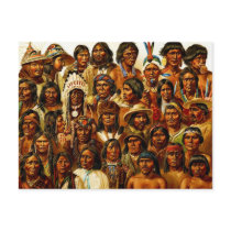 Various Tribes of Native American Indians Collage Post Card