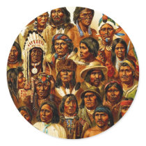 Various Tribes of Native American Indians Collage Stickers