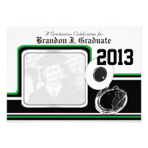 Varsity Band Sousaphone Graduation Photo Green Personalized Announcements