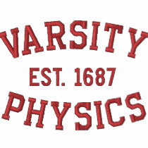 VARSITY, PHYSICS, EST. 1687 red and white Embroidered Polo Shirt
