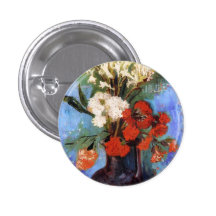 Vase Carnations Other Flowers Vincent van Gogh Button