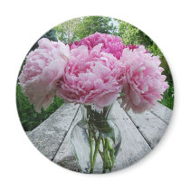 Vase of Pink Peonies Refrigerator Magnet