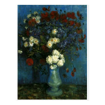 Vase with Cornflowers and Poppies, van Gogh Post Card
