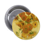 Vase with Fifteen Sunflowers by Van Gogh Buttons