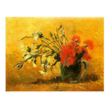 Vase With Red And White Carnations, Van Gogh Post Card
