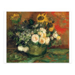 "Vase with Sunflowers, Roses and Other Flowers" Postcard