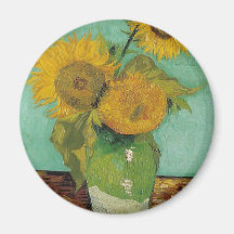 Vase with three sunflowers, Vincent van Gogh Fridge Magnets
