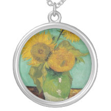 Vase with three sunflowers, Vincent van Gogh Custom Necklace