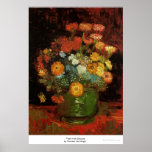 Vase with Zinnias by Vincent van Gogh Poster