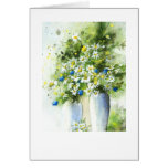 Vases white on blue card