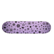 Vector Bugs & Flowers (lilac Purple Background) Skate Board