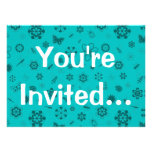Vector Bugs & Flowers (Teal Background) Invitations