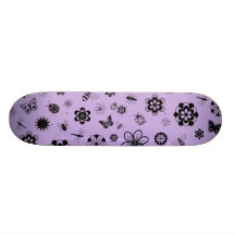 Vector Bugs & Flowers (Version B Lilac Purple) Skateboard Deck
