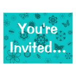 Vector Bugs & Flowers (Version B Teal) Invitation