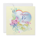 Vector Flowers And Heart Save The Date Wedding invitations