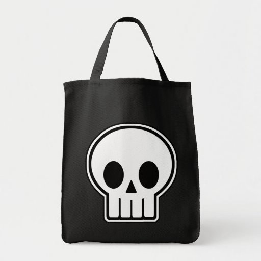 Vector Skull Halloween Trick or Treat Grocery Tote Bag