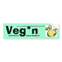 Veg*n Bumper Sticker w/border for ... - Customised