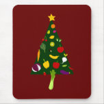 Vegan Christmas Tree Doodle Art Mousepad