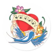 Vegan Heart Tattoo Stickers