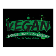 Vegan Peace Love Compassion Post Card