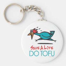 Vegan, Vegetarian Tofu Keychain