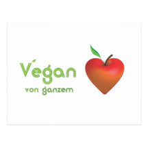Vegan von ganzem Herzen (rotes Apfelherz) Postkarten