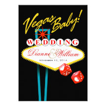 Vegas Baby! Wedding Save the Date black Personalized Invite