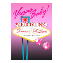 Vegas Baby! Wedding Save the Date pink Invites