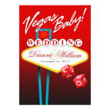 Vegas Baby! Wedding Save the Date red Personalised Announcements