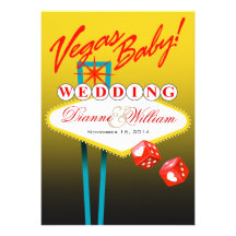 Vegas Baby! Wedding Save the Date yellow Personalised Invitation
