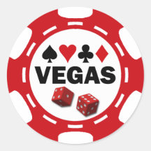 VEGAS POKER CHIP ROUND STICKER