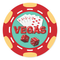 VEGAS POKER CHIP ROUND STICKER