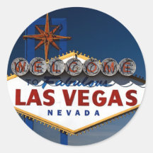 Vegas Sign Dusk Round Sticker