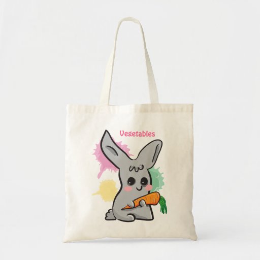Vegetables  grey cute bunny with carrot bag