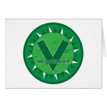 Vegetarian Green Logo Greeting Cards