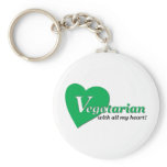 Vegetarian with all my heart keychains