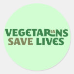 Vegetarians save lives round stickers