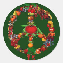 Veggie Peace Sign Round Stickers