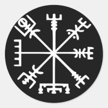 Vegvísir (Viking Compass) Round Sticker