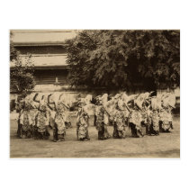Veiled dancers at Mandalay, Burma postcards